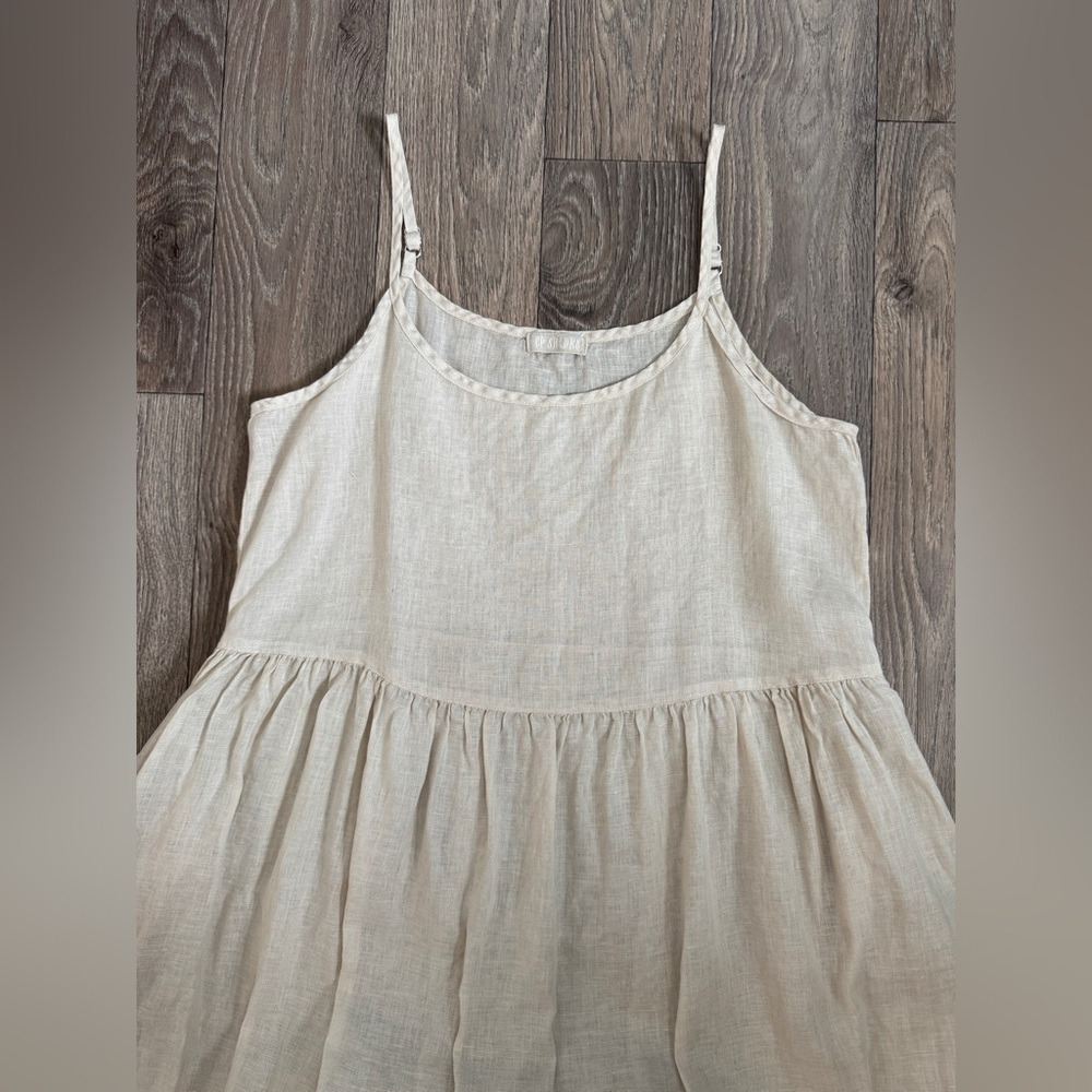 CP Shades “Hazel” linen maxi dress in color sand